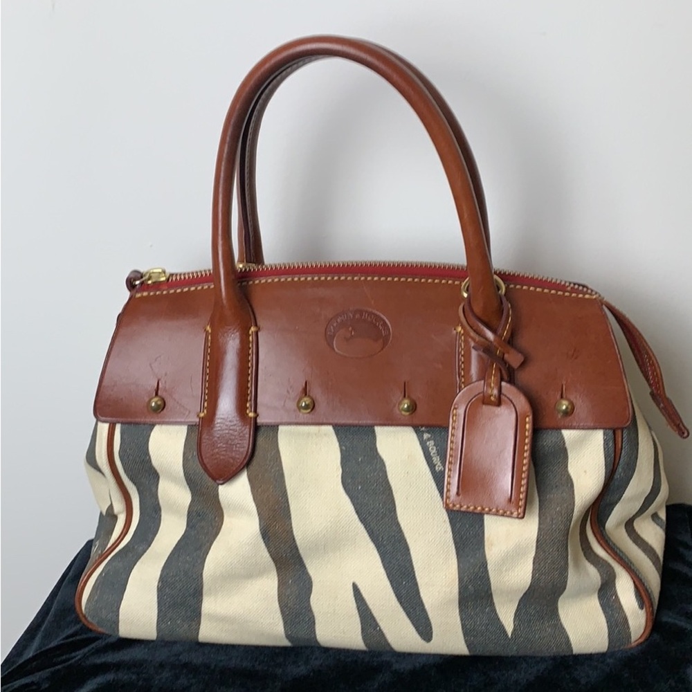 Dooney & Bourke Zebra Print Wilson Canvas & Leather Satchel - Picture 9 of 11